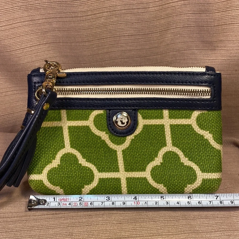 Spartina almost NEW leather/linen wristlet w/removable leash